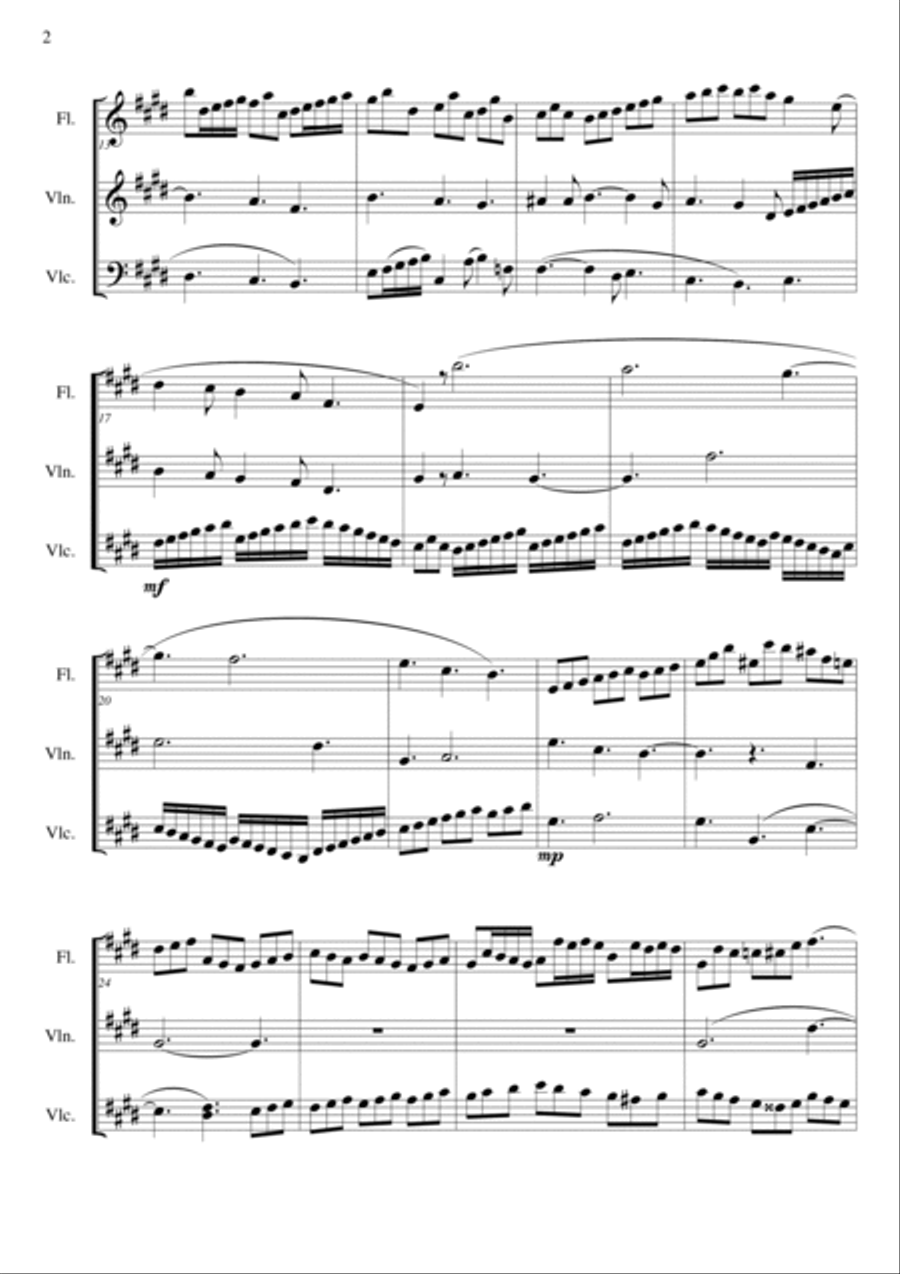 Trio in E Major For Flute Violin and Violoncello Flute scores gallery preview page 2