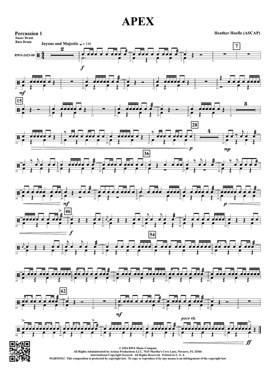 Apex: 1st Percussion Apex: 1st Percussion Percussion scores gallery preview page 1