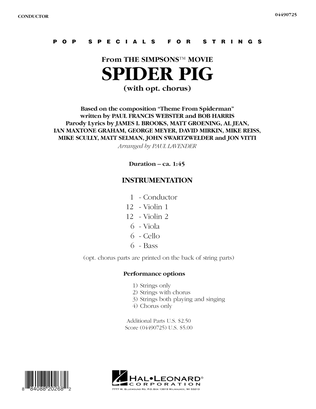 Book cover for Spider Pig (from The Simpsons) - Full Score