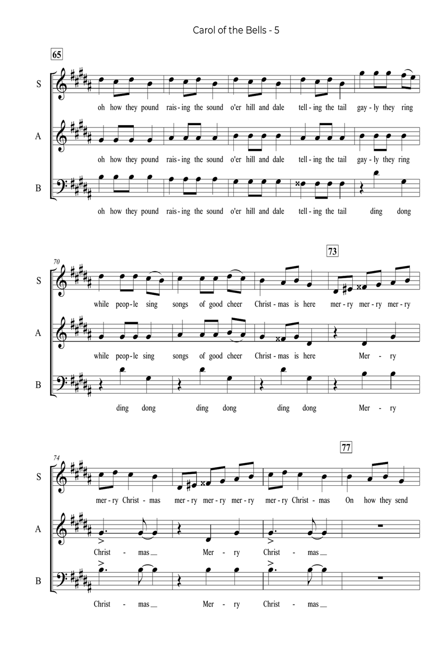 Carol Of The Bells Carol Of The Bells 3-Part scores gallery preview page 5
