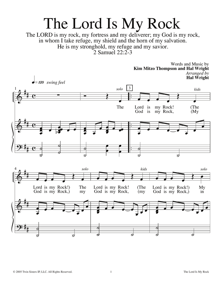 The Lord Is My Rock The Lord Is My Rock Piano, Vocal scores gallery preview page 1