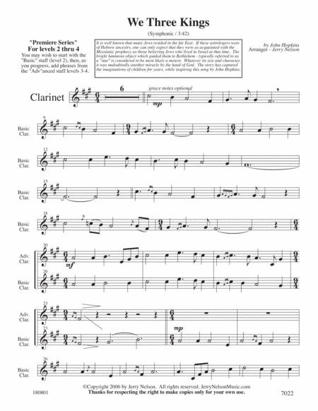 We Three Kings-v1 (Arrangements Level 2-4 for CLARINET + Written Acc) image number null