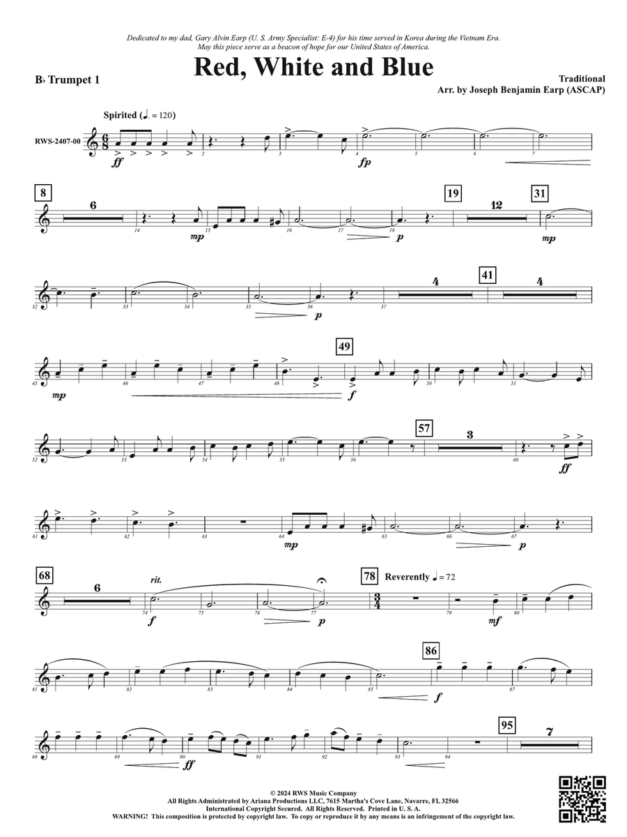 Red, White and Blue: 1st B-flat Trumpet B-Flat Trumpet scores gallery preview page 1