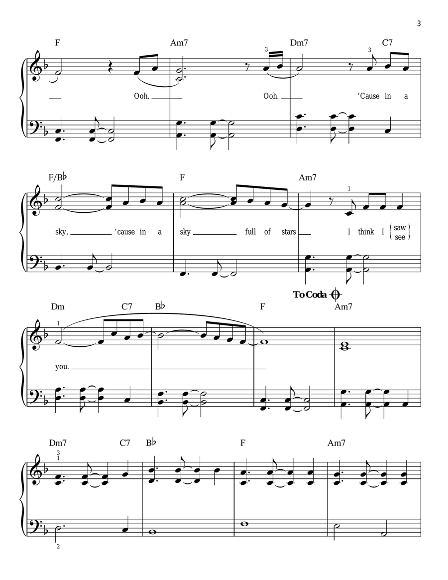 A Sky Full Of Stars A Sky Full Of Stars Easy Piano scores gallery preview page 3