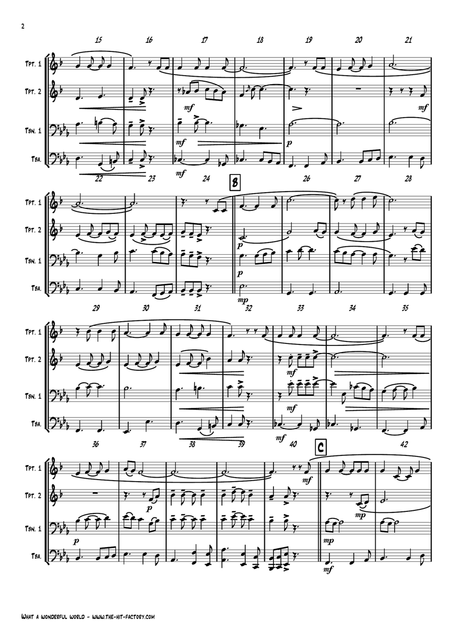 What A Wonderful World Brass Ensemble scores gallery preview page 2