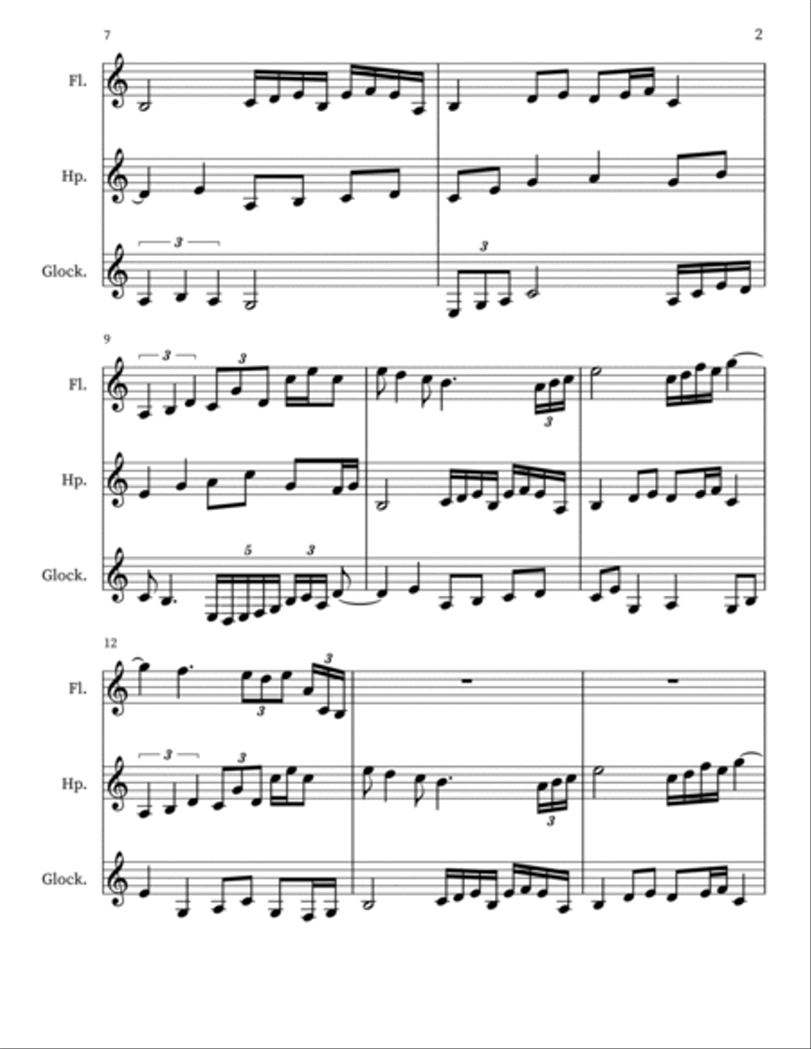 Aaliis19 for Flute, Harp. Glockenspiel Small Ensemble scores gallery preview page 2