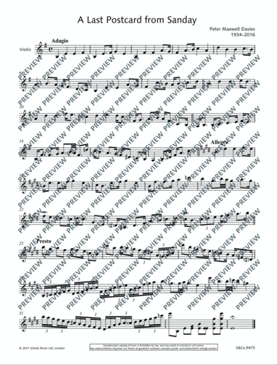 A Last Postcard from Sanday Violin Solo scores gallery preview page 4
