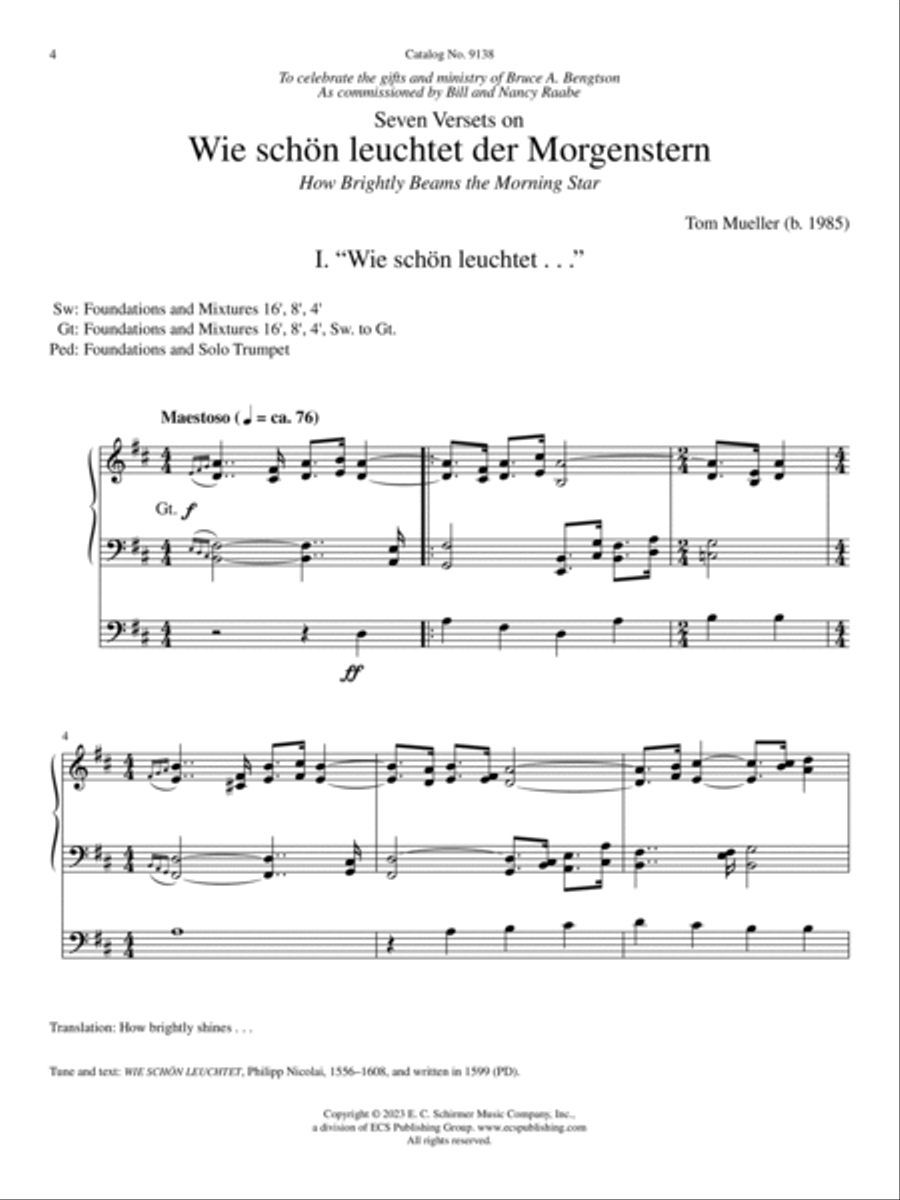 Seven Versets on Wie schön leuchtet der Morgenstern Organ Solo scores gallery preview page 6