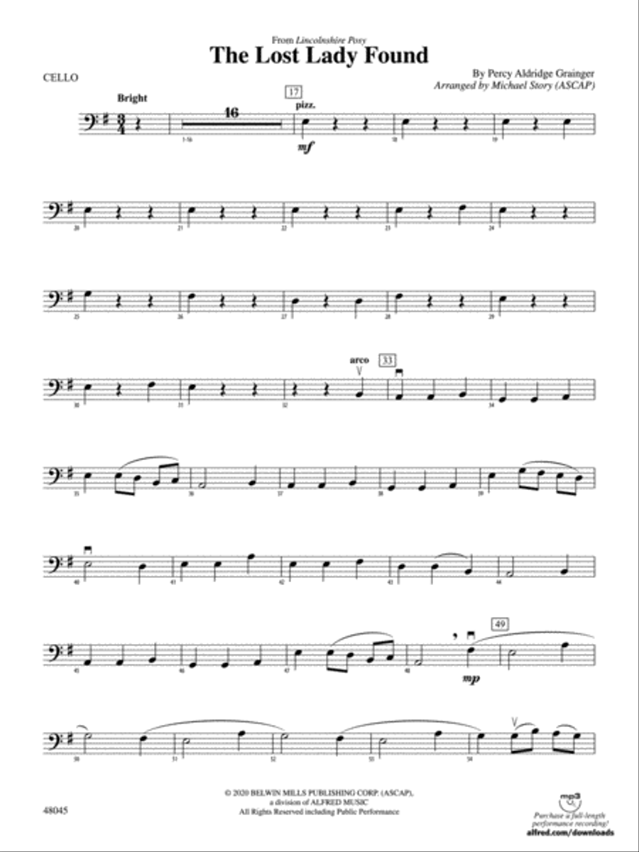 The Lost Lady Found: Cello String Orchestra scores gallery preview page 1