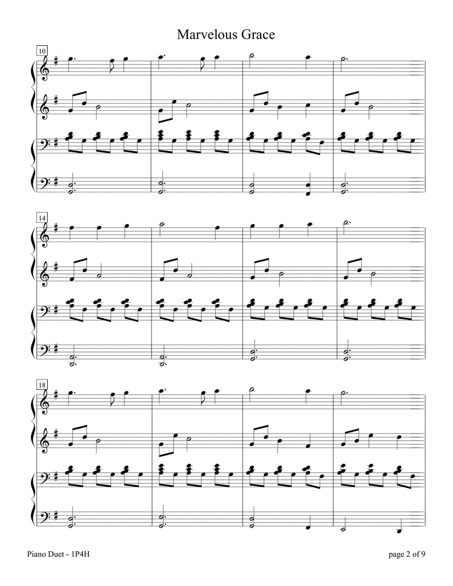 Marvelous Grace (1 Piano, 4 Hands Duet) 1 Piano, 4-Hands scores gallery preview page 4
