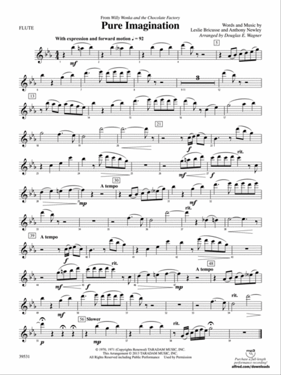 Pure Imagination (from Willy Wonka and the Chocolate Factory): Flute Concert Band scores gallery preview page 1