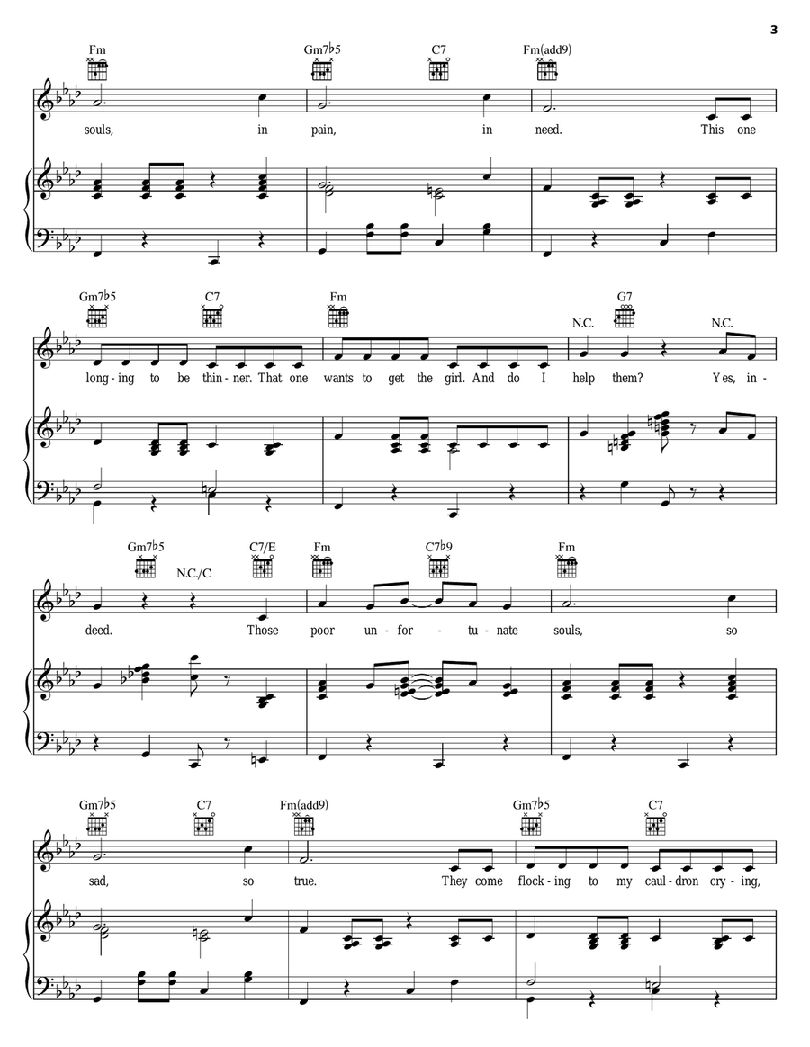 Poor Unfortunate Souls (from The Little Mermaid: A Broadway Musical) Piano, Vocal, Guitar scores gallery preview page 3