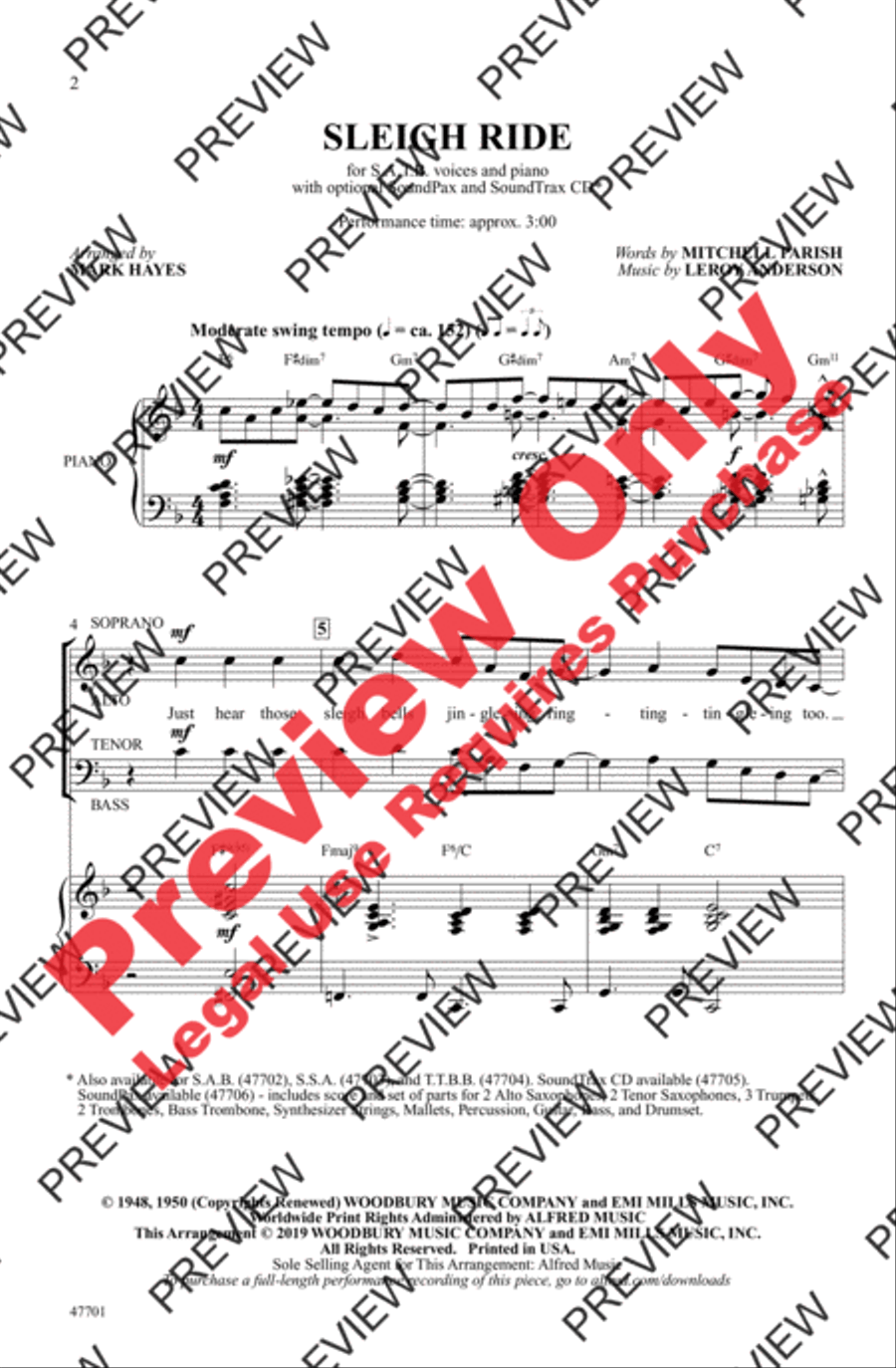 Sleigh Ride 4-Part scores gallery preview page 2