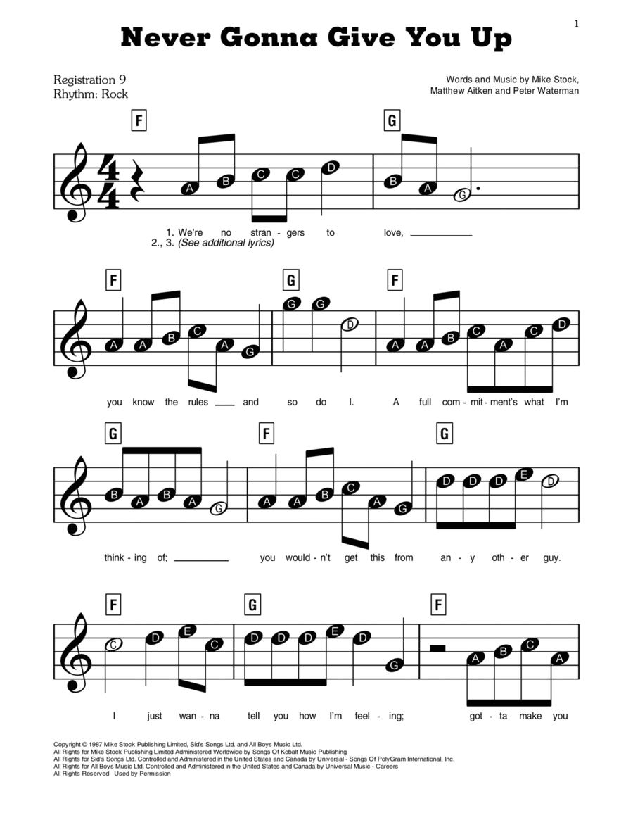 Never Gonna Give You Up Score scores gallery preview page 1