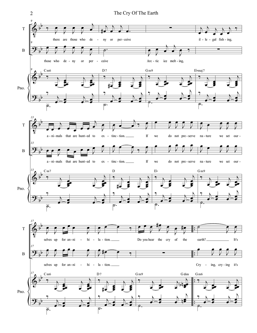 The Cry Of The Earth (2-part choir - (TB) TB scores gallery preview page 2