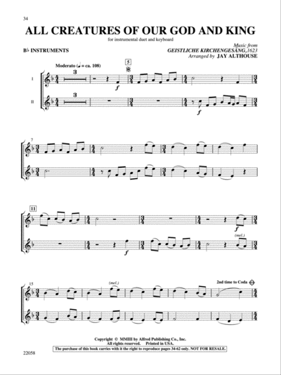 Sacred Instrumental Duets Choir scores gallery preview page 4