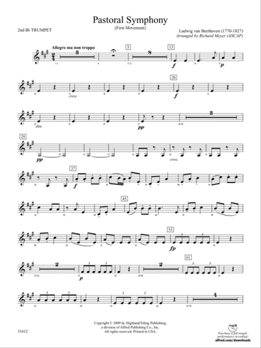 Pastoral Symphony (First Movement): 2nd B-flat Trumpet