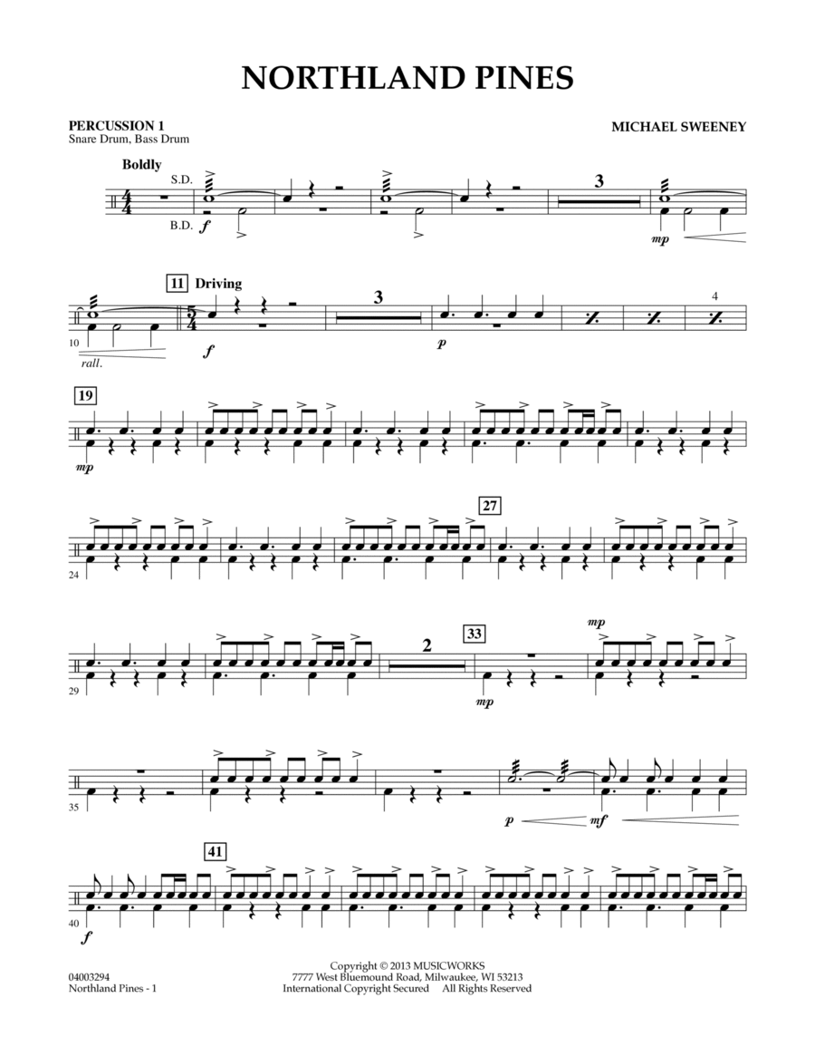 Northland Pines - Percussion 1 Concert Band scores gallery preview page 1