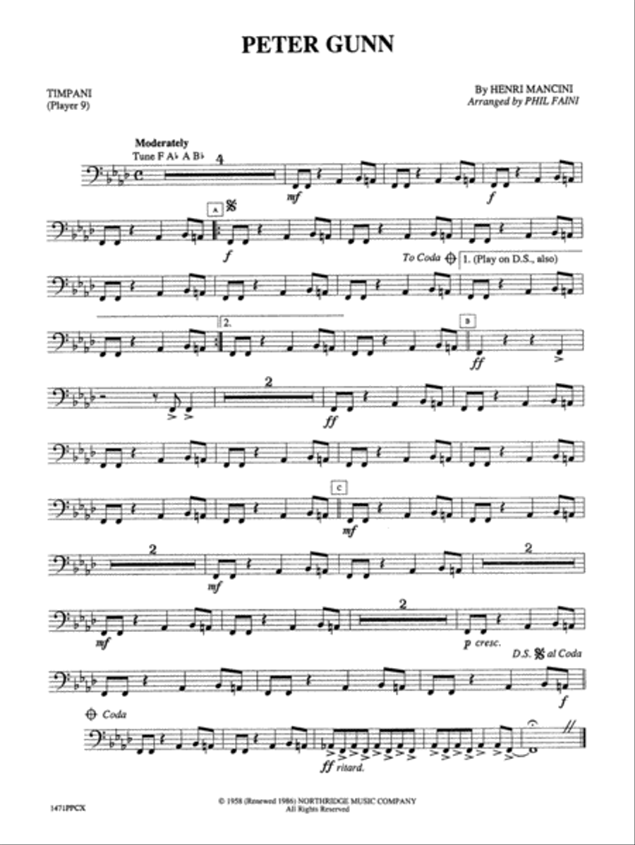Peter Gunn: Timpani Percussion Ensemble scores gallery preview page 1