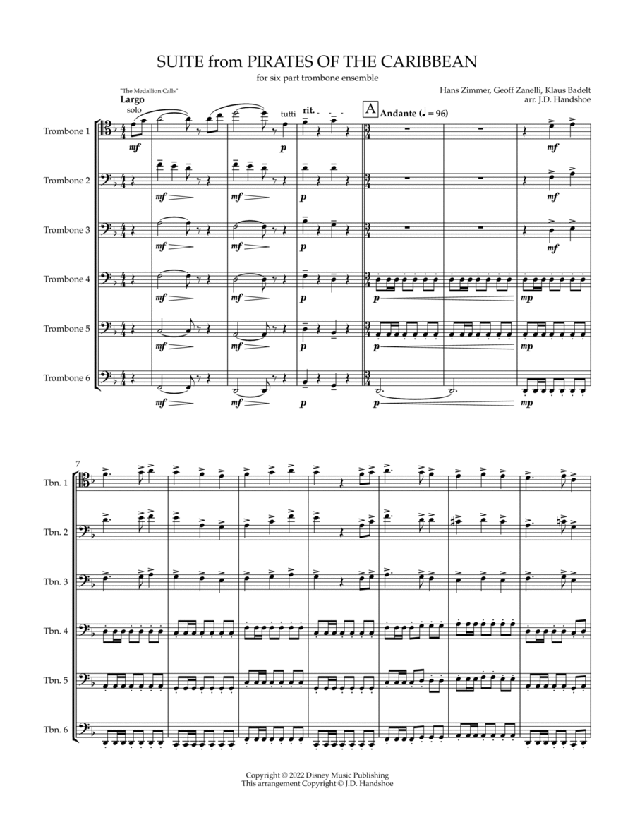 Pirates Of The Caribbean Brass Ensemble scores gallery preview page 1
