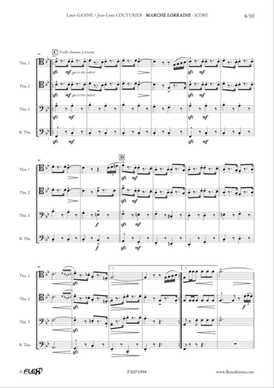 Marche Lorraine Marche Lorraine Trombone Quartet scores gallery preview page 4