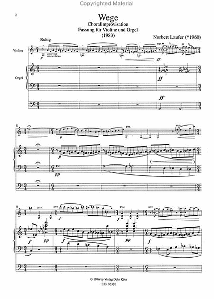Wege (1983) -Choralimprovisation für Violine und Orgel- (über "Befiehl du deine Wege")