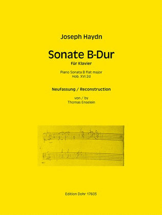 Book cover for Piano Sonata B flat major Hob.XVI:2d