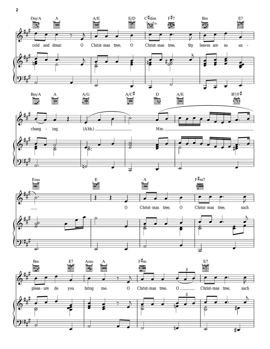 O Christmas Tree Piano, Vocal, Guitar scores gallery preview page 2