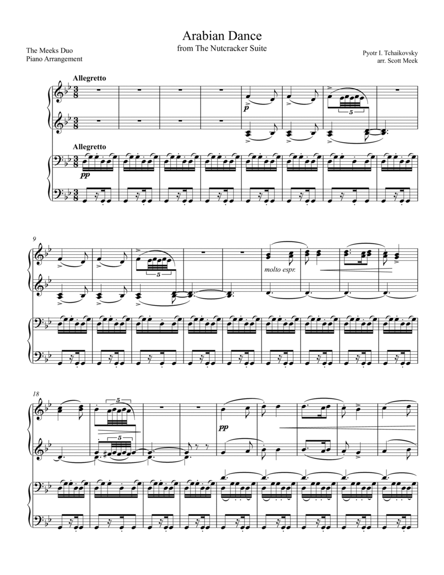 Arabian Dance from The Nutcracker Piano scores gallery preview page 1