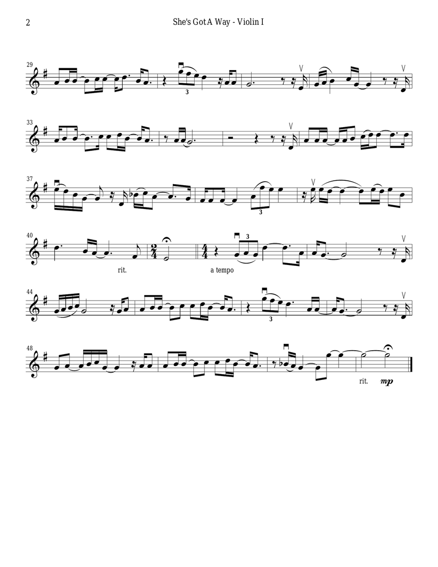 She's Got A Way String Quartet scores gallery preview page 2