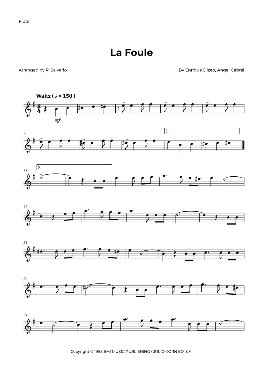 La Foule Flute Solo scores gallery preview page 1