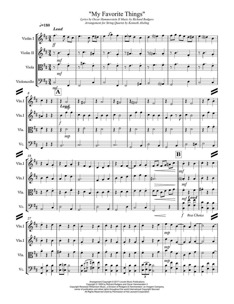 My Favorite Things String Quartet scores gallery preview page 2
