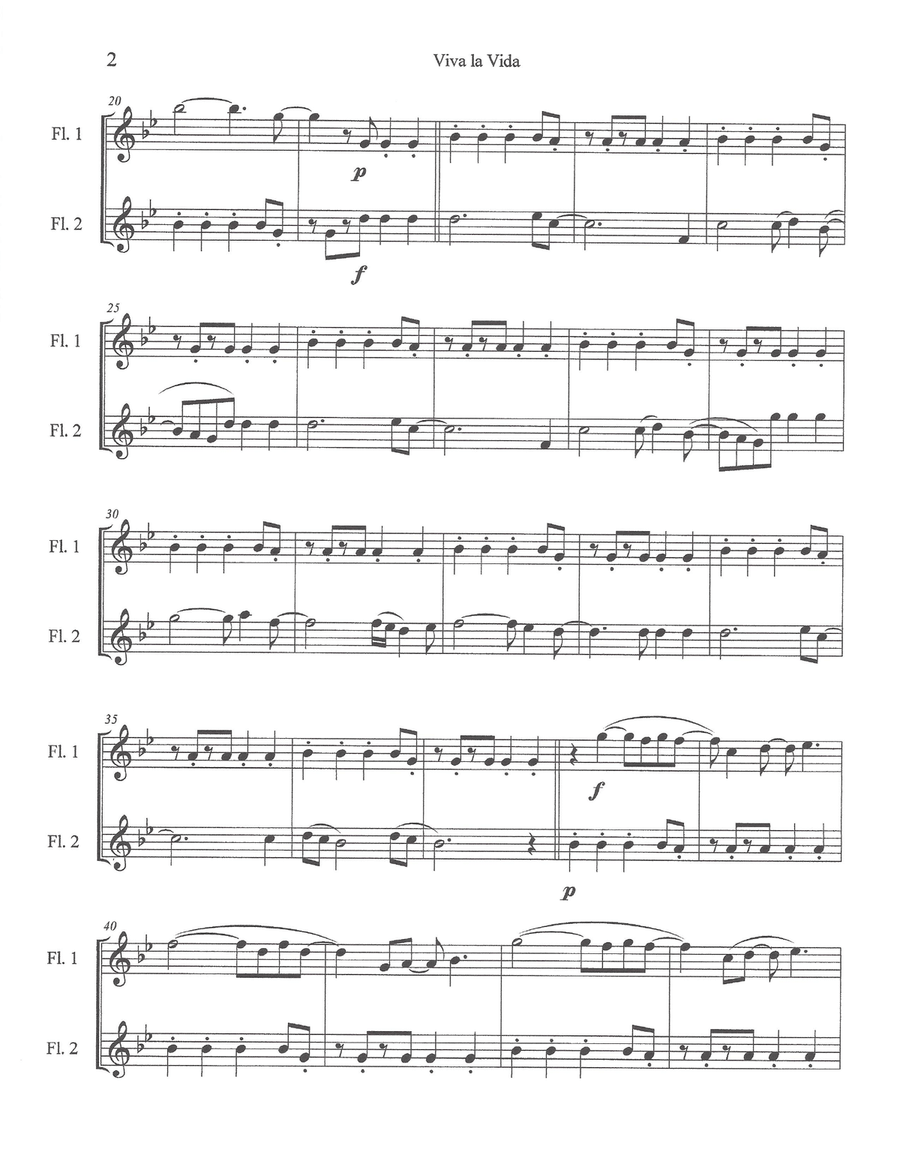 Viva La Vida Flute Duet scores gallery preview page 3