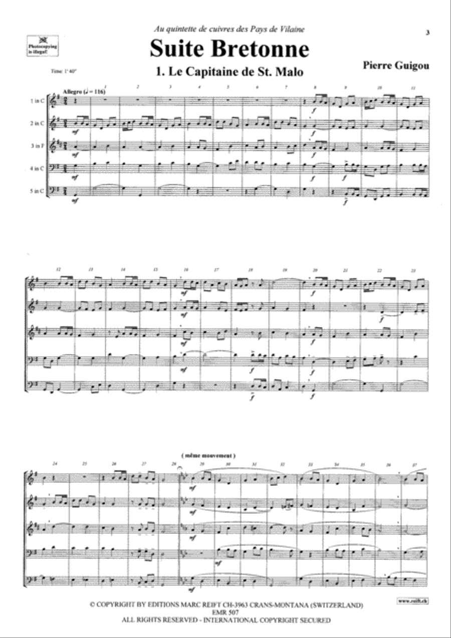 Suite Bretonne Suite Bretonne Brass Quintet scores gallery preview page 3