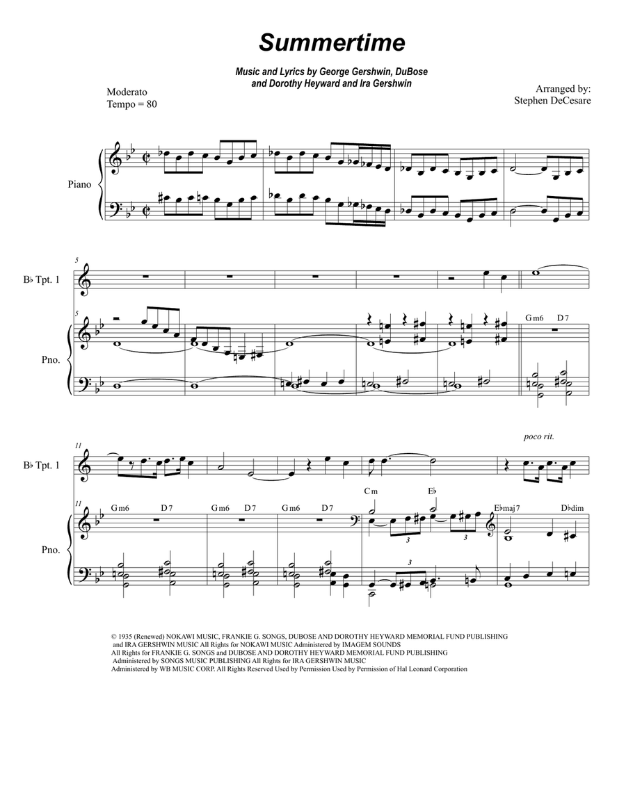 Summertime Summertime Trumpet Duet scores gallery preview page 1