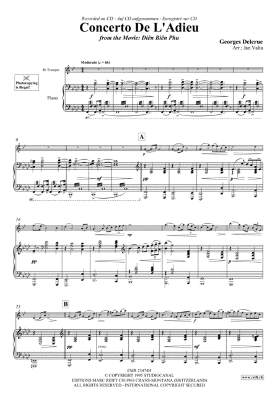 Concerto De L'Adieu Trumpet Solo scores gallery preview page 3