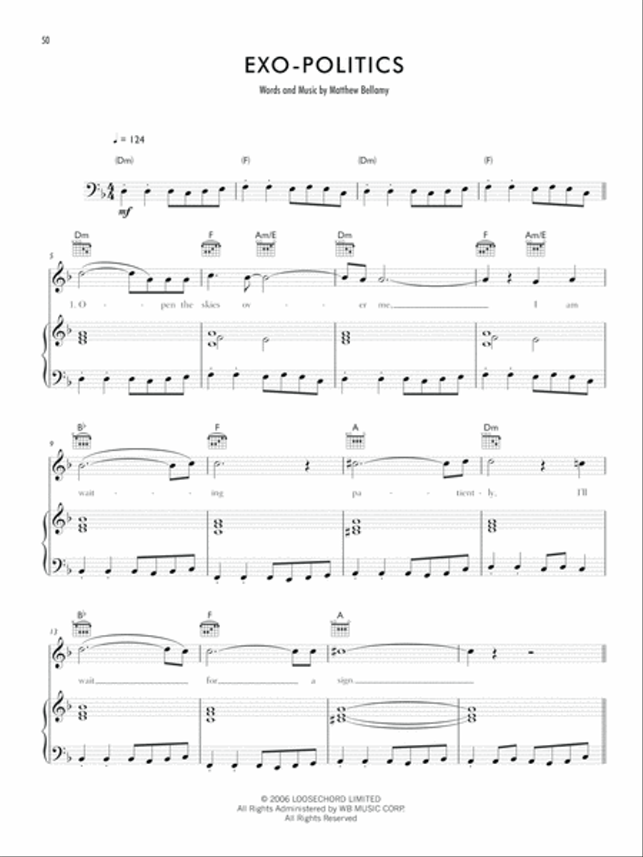 Exo-Politics Piano, Vocal, Guitar scores gallery preview page 1