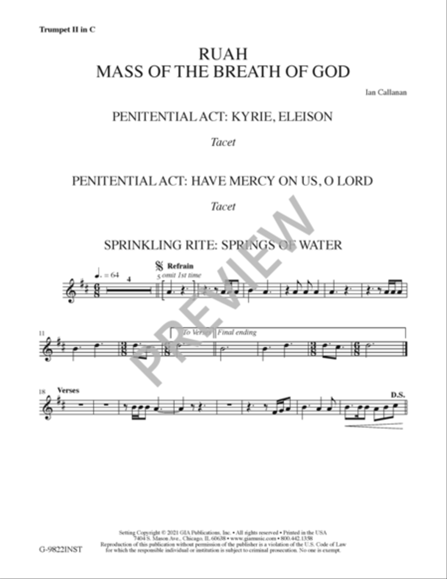 Ruah - Instrument edition Trumpet scores gallery preview page 33