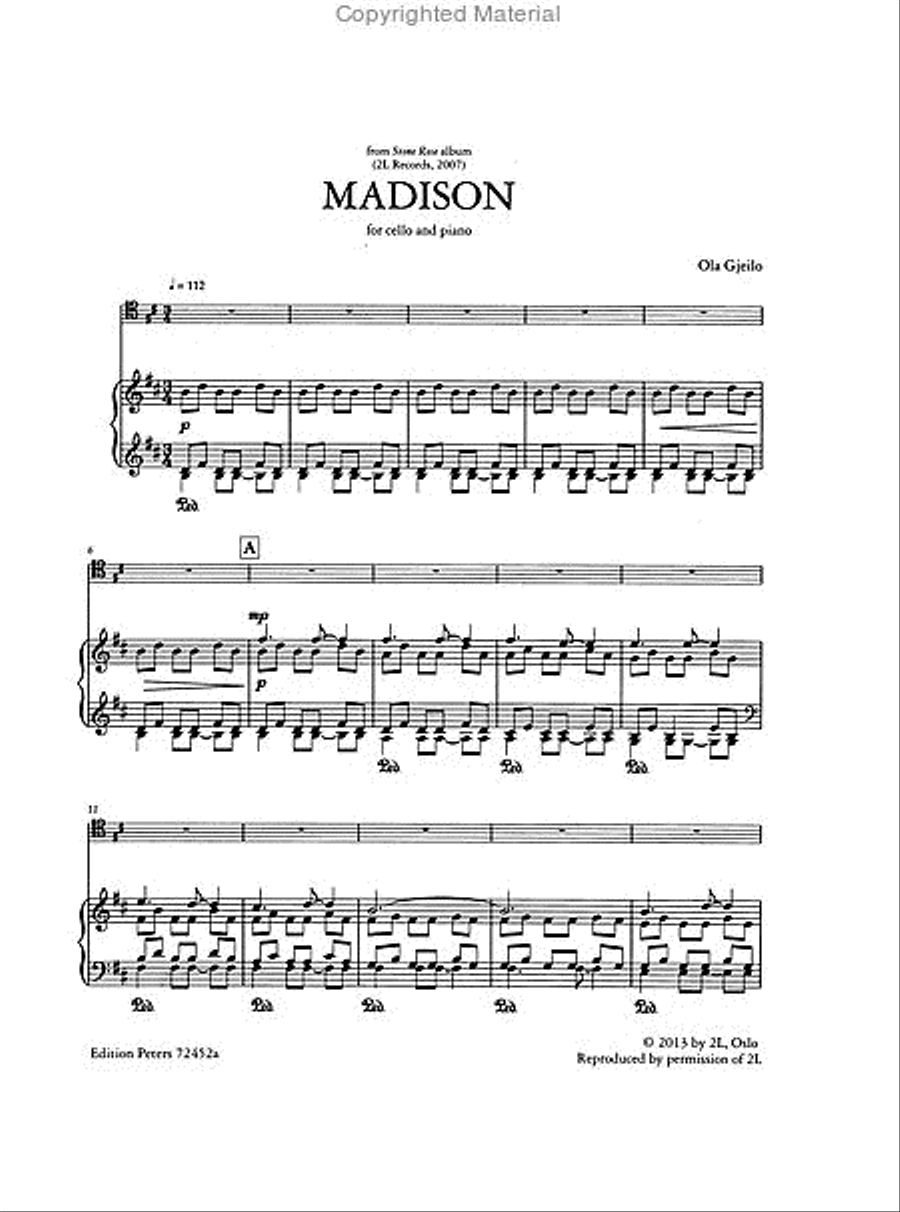 Madison from Stone Rose for Cello and Piano