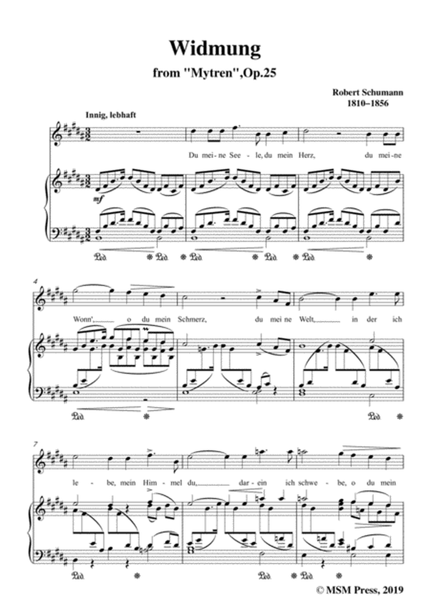 Schumann-Widmung,Op.25 No.1,from Myrten,in B Major,for Voice&Pno image number null