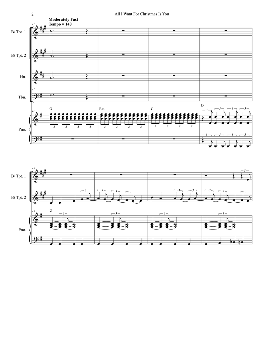 All I Want For Christmas Is You Brass Quartet scores gallery preview page 2