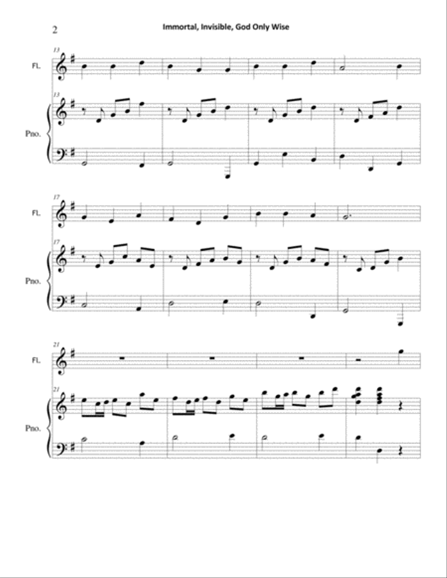 Immortal, Invisible, God Only Wise (Flute & Piano) Flute Solo scores gallery preview page 2