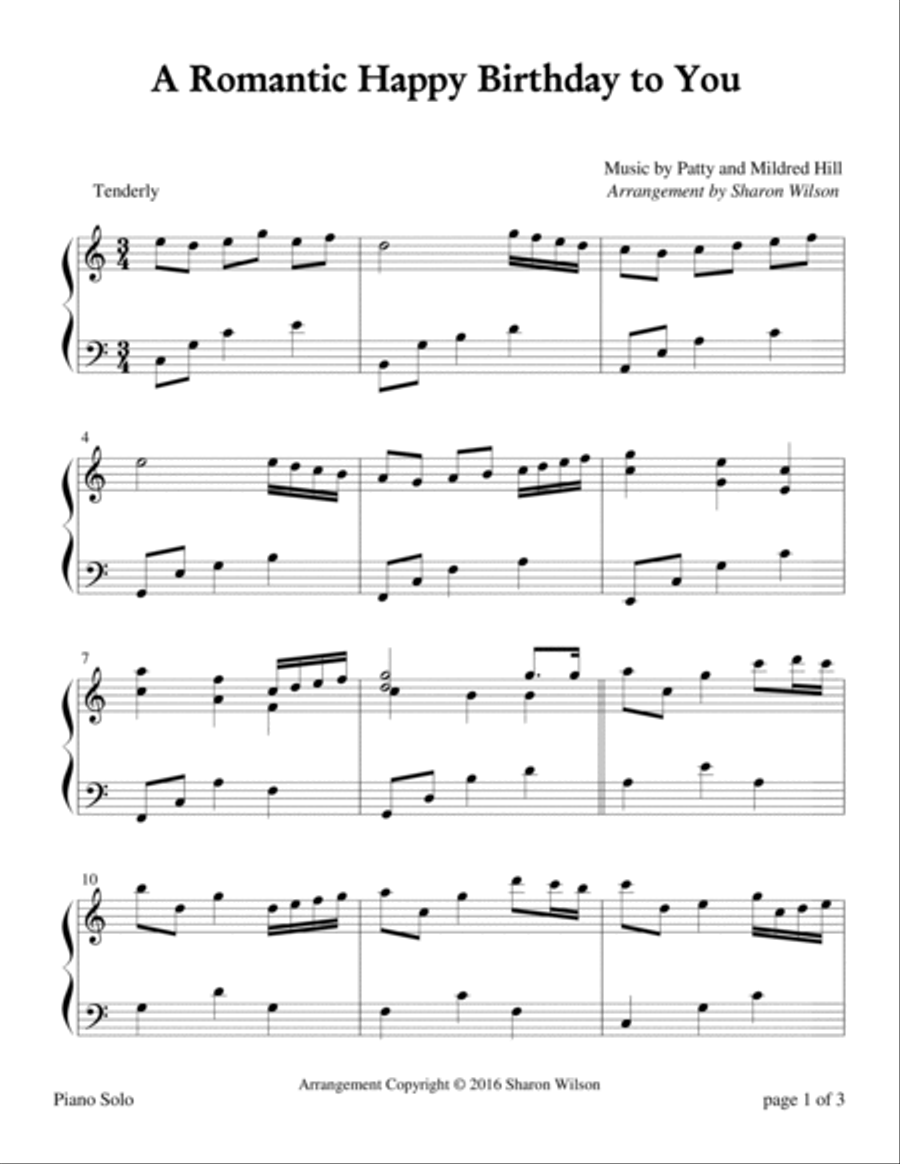 A Romantic Happy Birthday to You Piano Solo scores gallery preview page 2