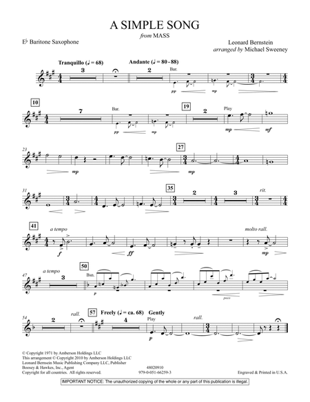 A Simple Song (from Mass) - Eb Baritone Saxophone