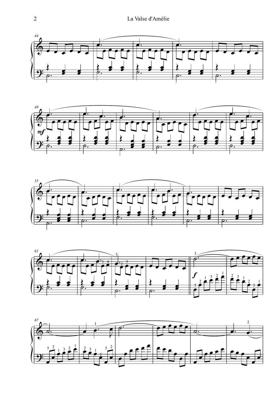 La Valse D'amelie Piano Solo scores gallery preview page 2