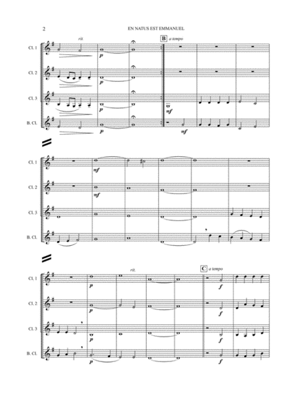 M. Praetorius - En Natus Est Emmanuel, arr. for Clarinet Quartet image number null