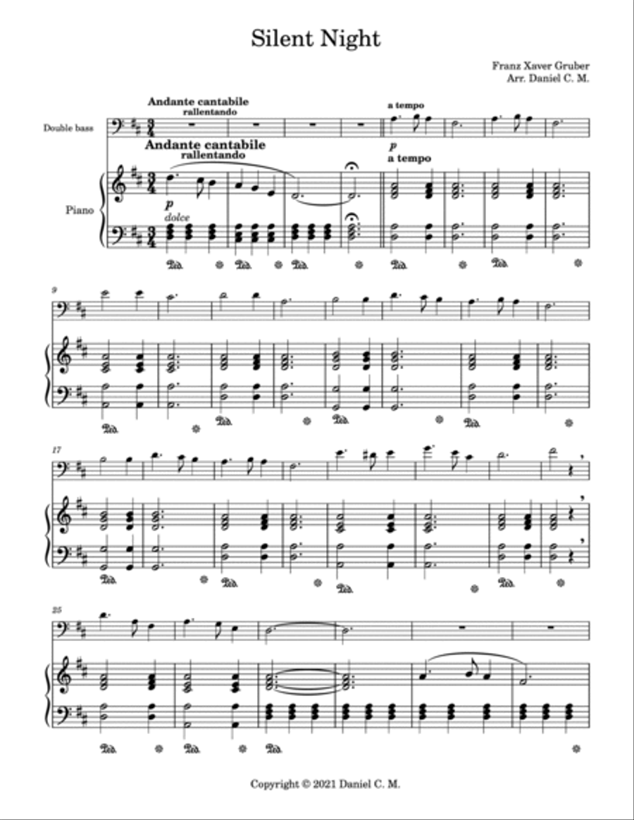 Silent Night for double bass and piano (easy) Silent Night for double bass and piano (easy) Double Bass scores gallery preview page 2