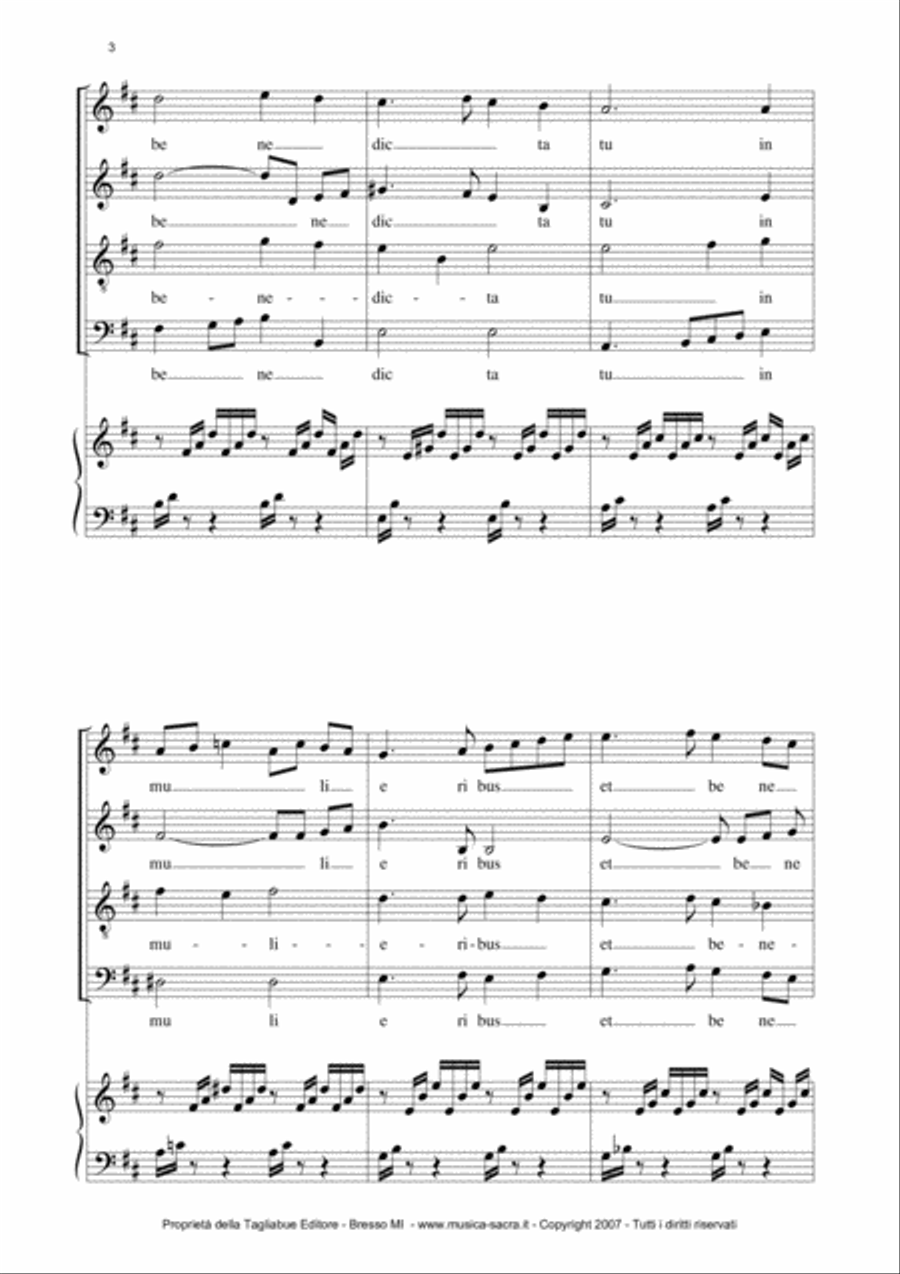 AVE MARIA by Gounod - Arr. in canon for SATB Choir and piano/Organ 4-Part scores gallery preview page 3