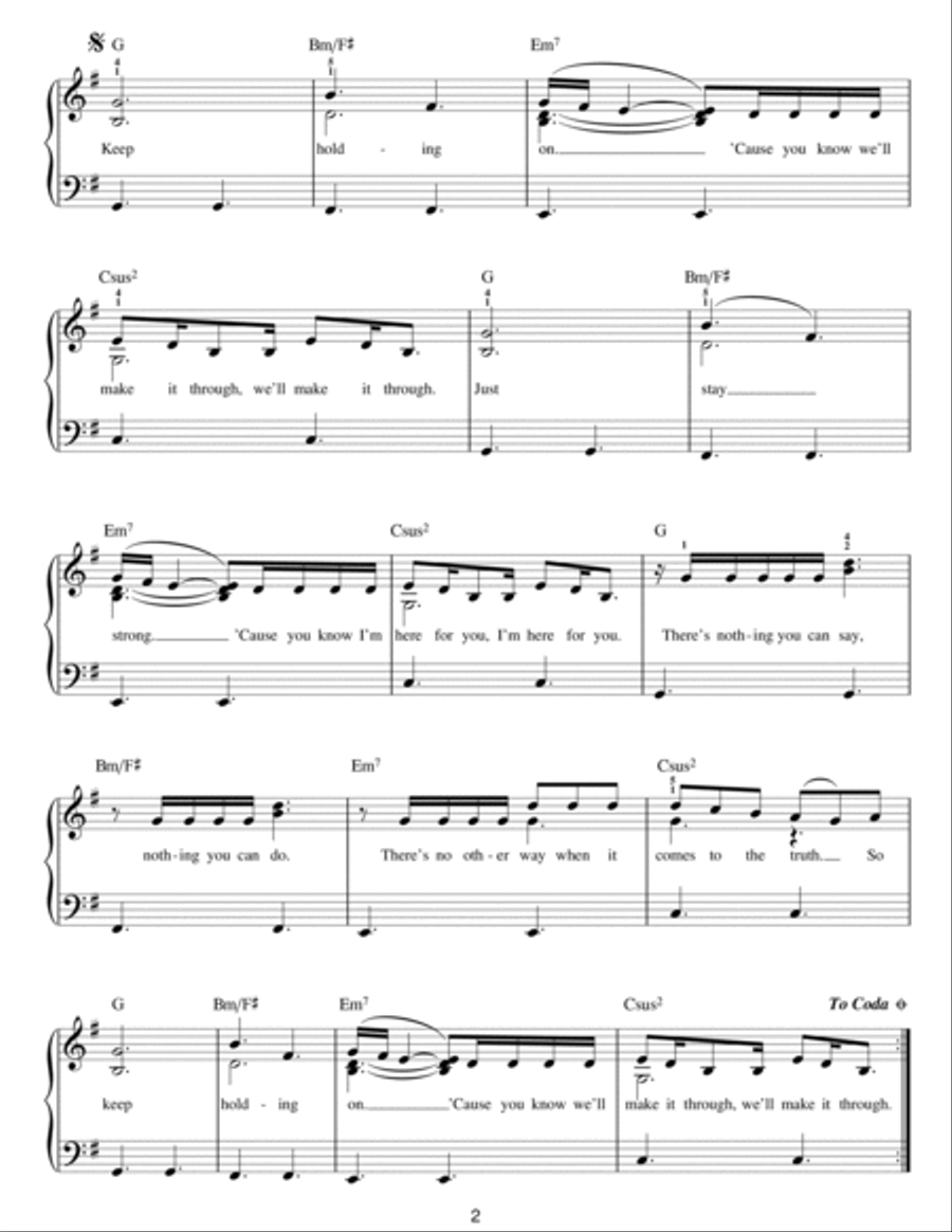 Keep Holding On Easy Piano scores gallery preview page 2