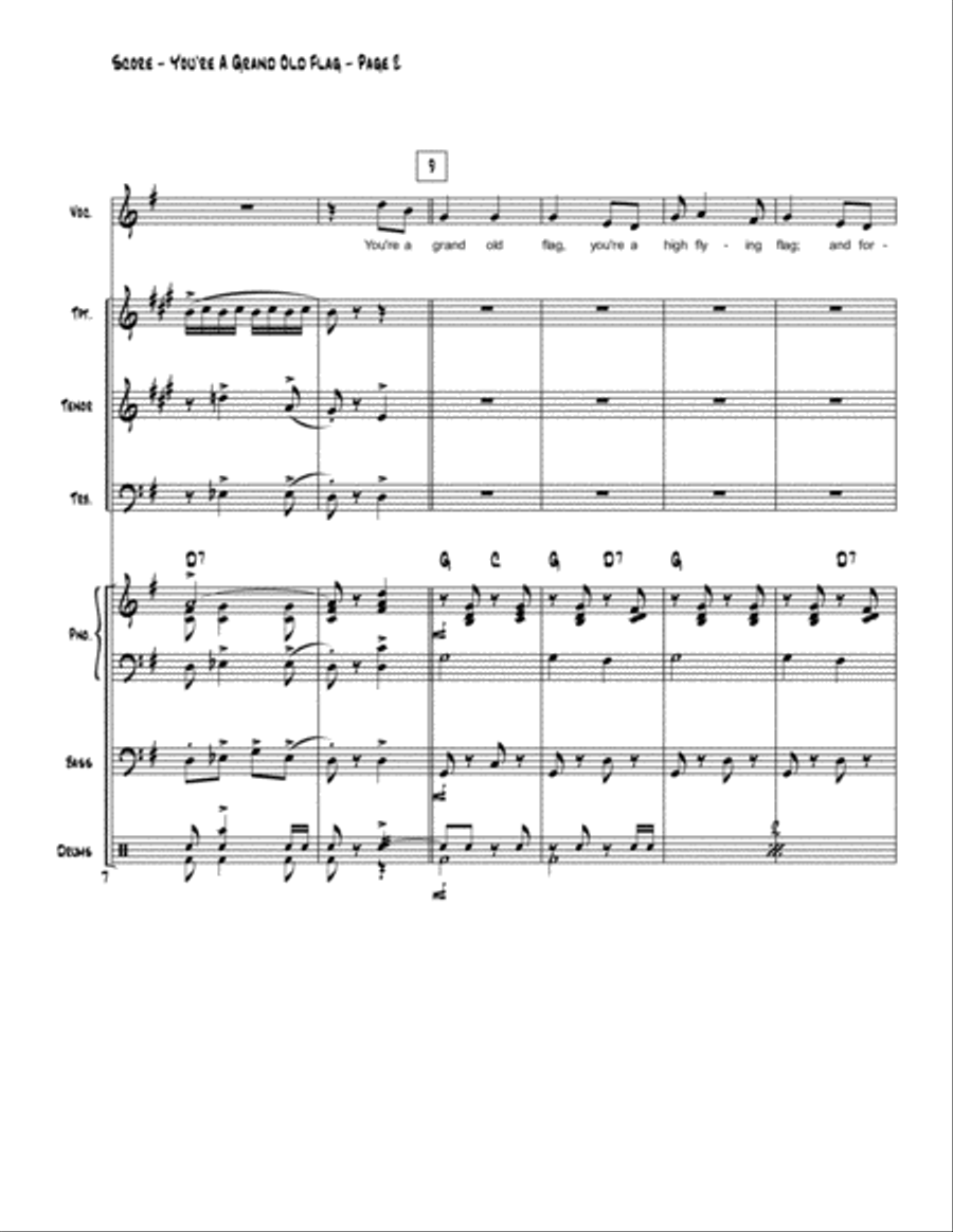 You're A Grand Old Flag (Vocal Solo and Jazz Combo) Jazz Ensemble scores gallery preview page 4